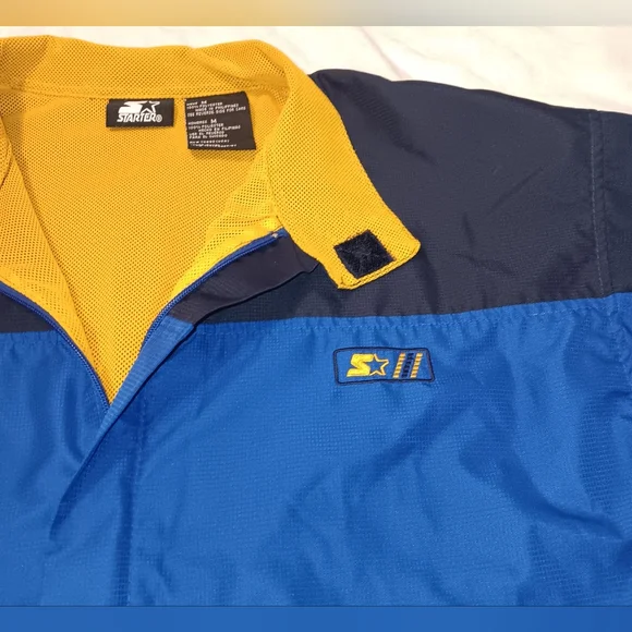 Starter Vented‎ Windbreaker Rain Jacket Mens Medium Blue Full Zip Polyester